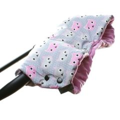 Hamvas babakocsi kézmelegítő - Macska rózsaszín